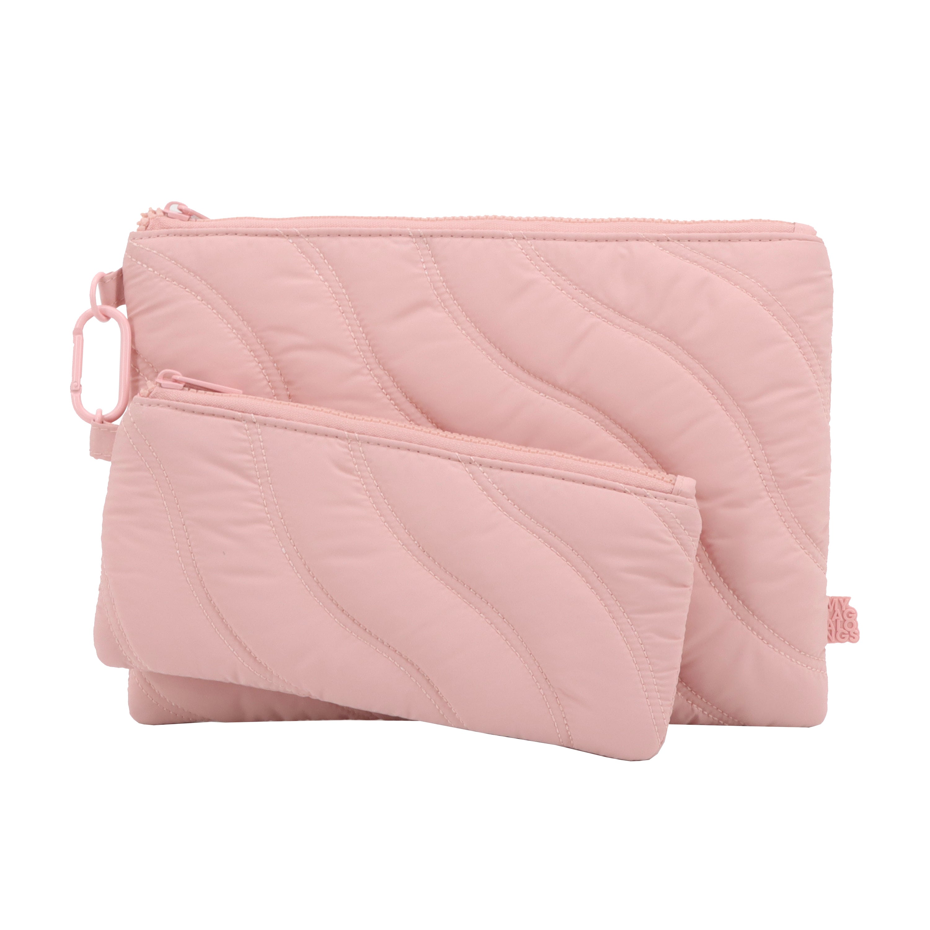 LOT DE 2 POCHETTES PLATES AVEC MOUSQUETON