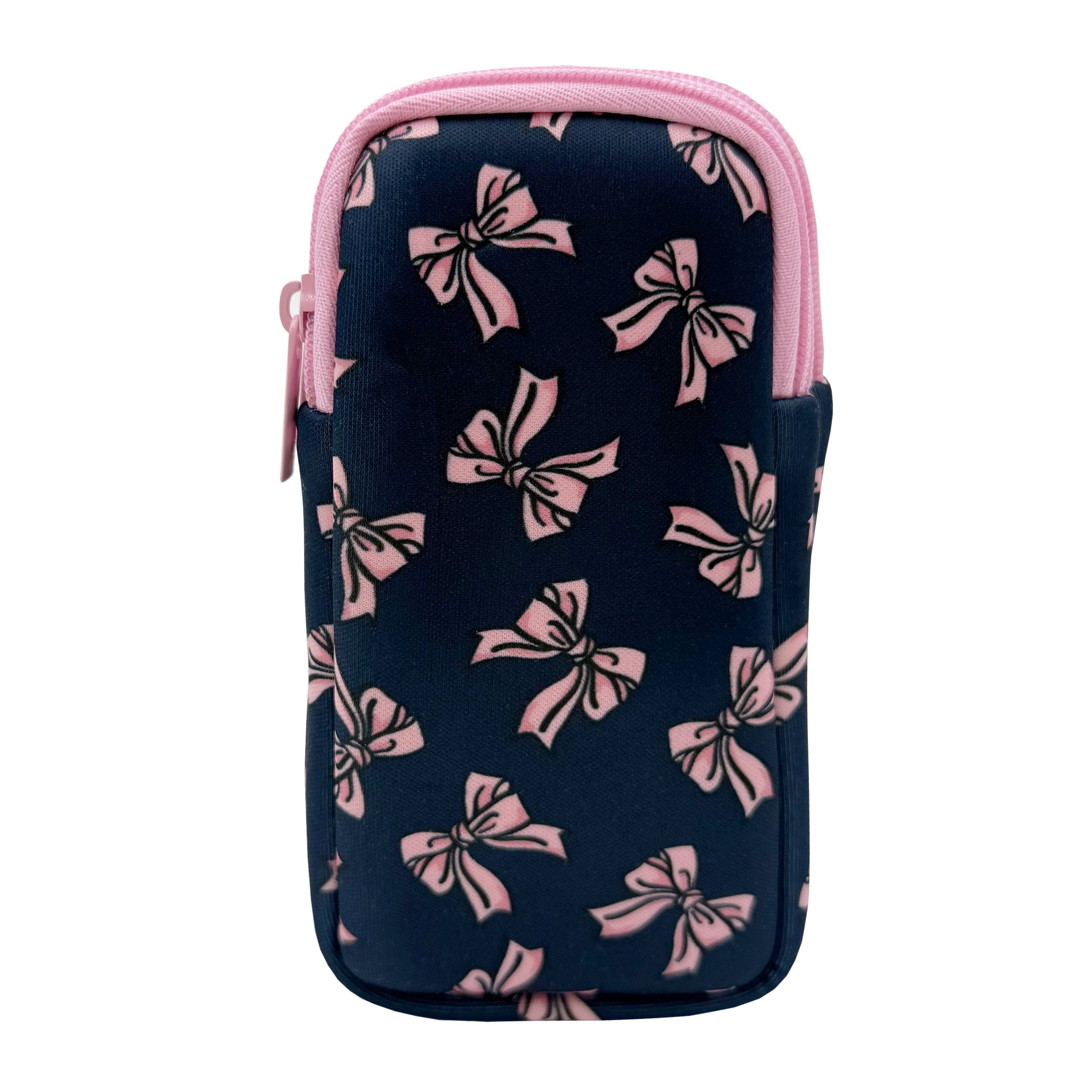 DOUBLE EYEGLASS CASE - NAVY BOWS