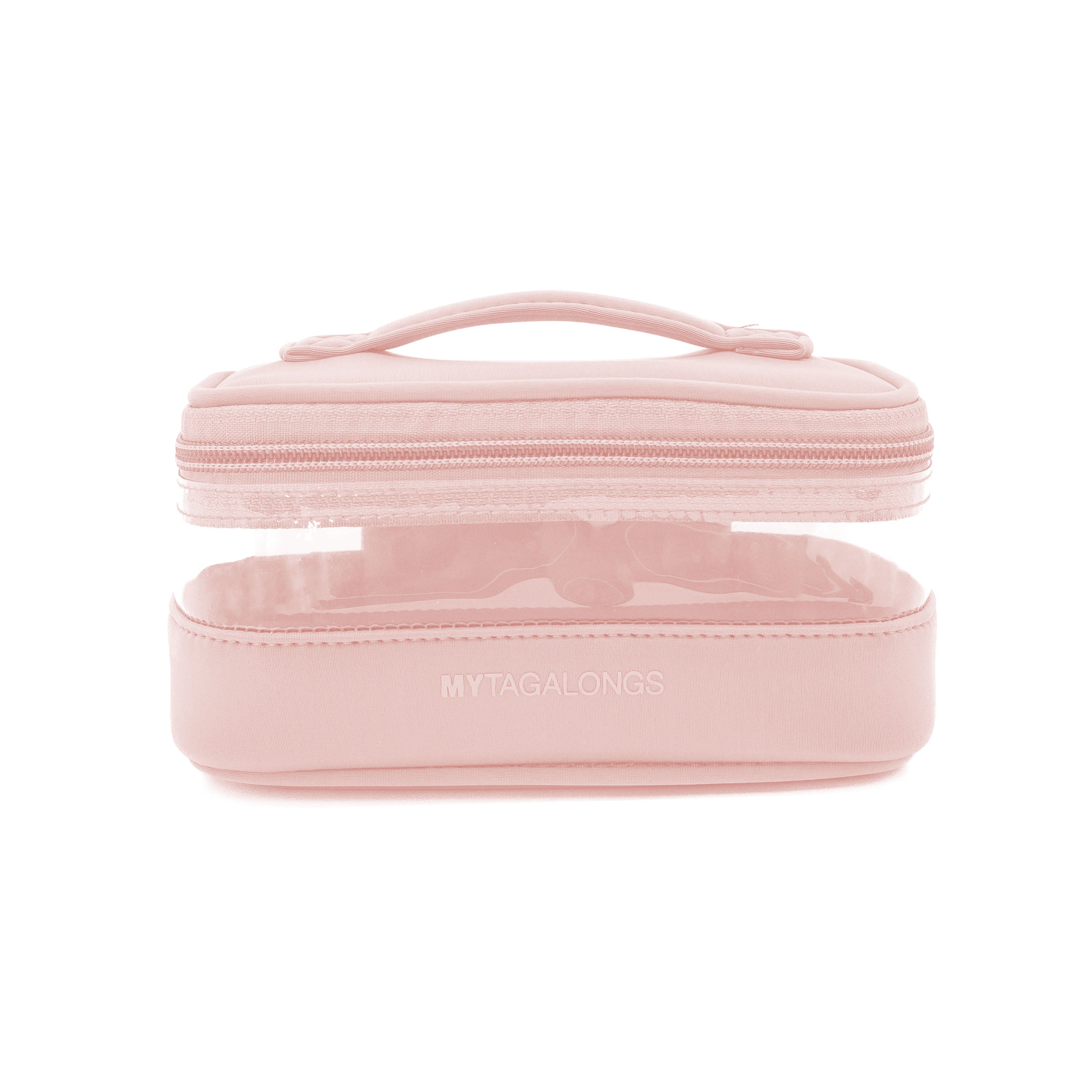 pink mini clear cosmetic train case