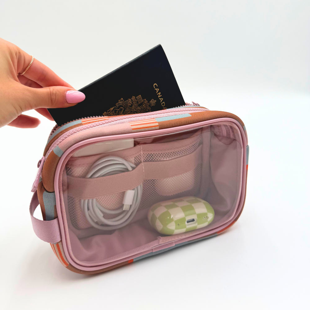 Étui transparent à double fermeture éclair