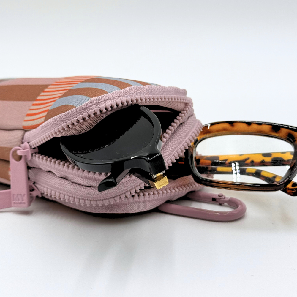 Étui à lunettes double en néoprène avec mousqueton - Multicolore