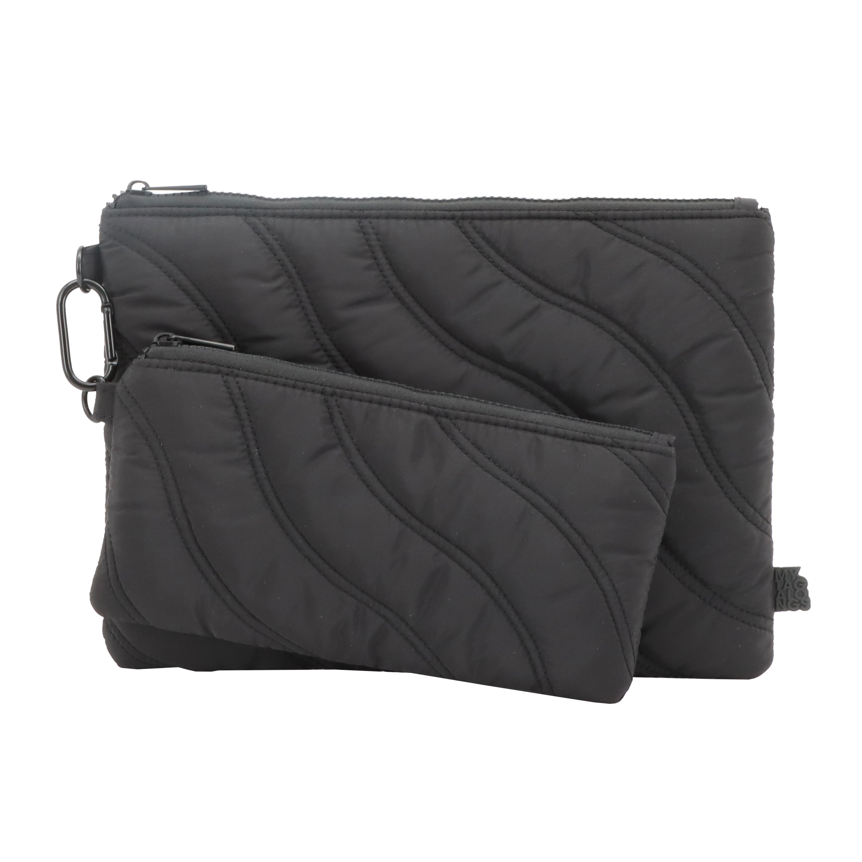 LOT DE 2 POCHETTES PLATES AVEC MOUSQUETON