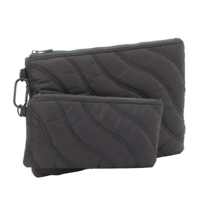 SET OF 2 FLAT POUCHES WITH CARABINER