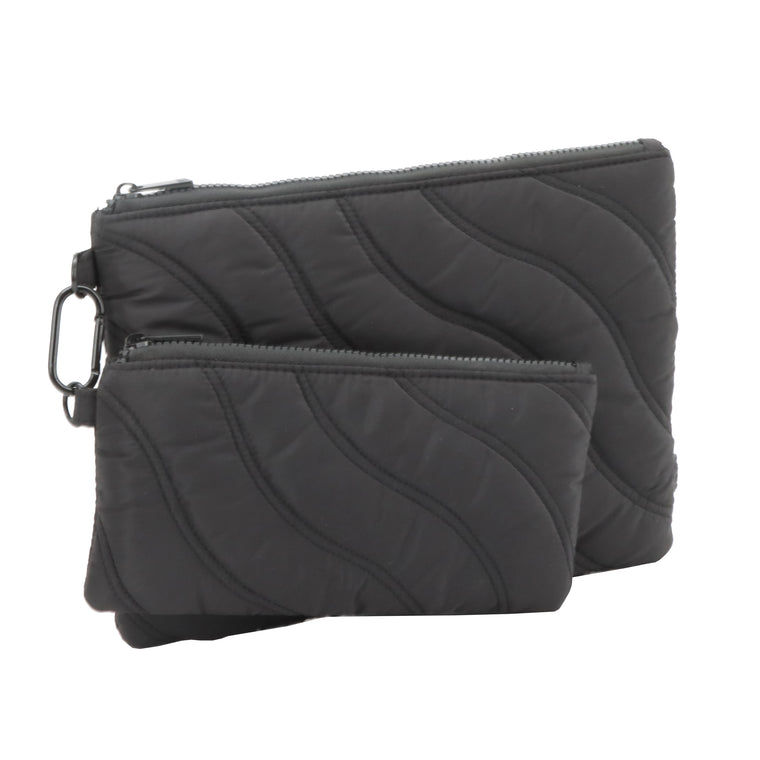 SET OF 2 FLAT POUCHES WITH CARABINER