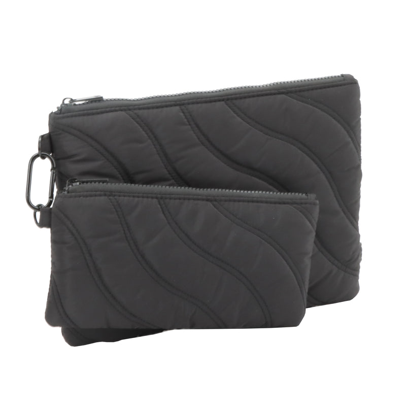 SET OF 2 FLAT POUCHES WITH CARABINER