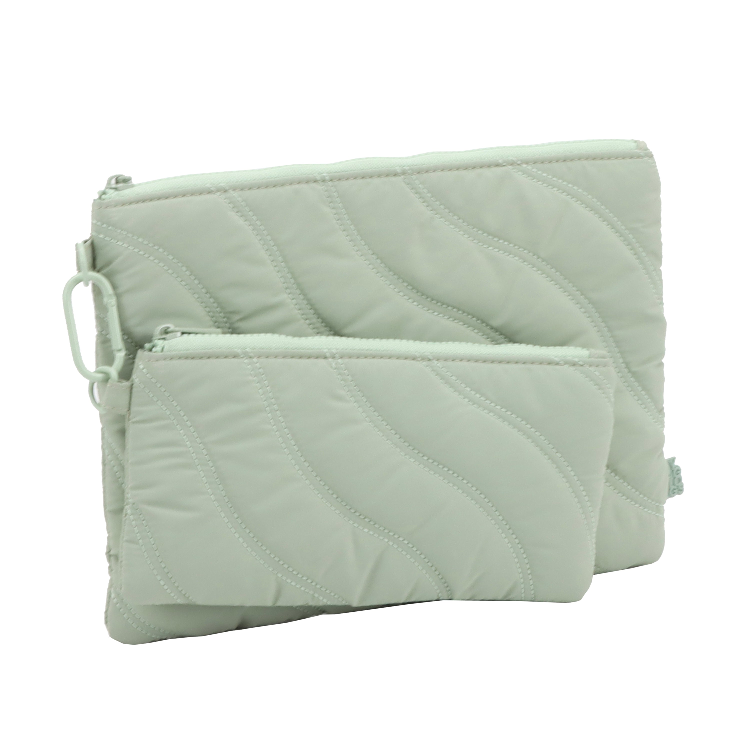 LOT DE 2 POCHETTES PLATES AVEC MOUSQUETON