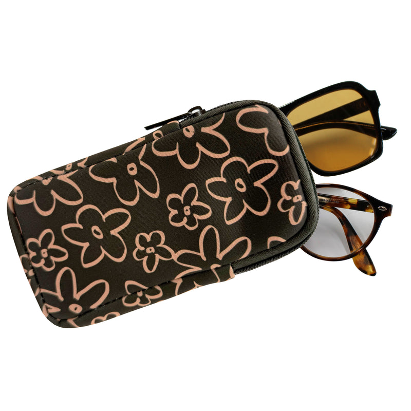 DOUBLE EYEGLASS CASE - OLIVE FLORAL