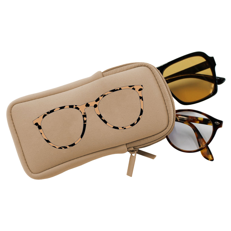 DOUBLE EYEGLASS CASE - LEOPARD/SAND
