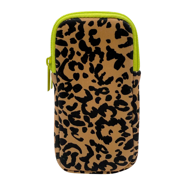DOUBLE EYEGLASS CASE - LEOPARD LIME