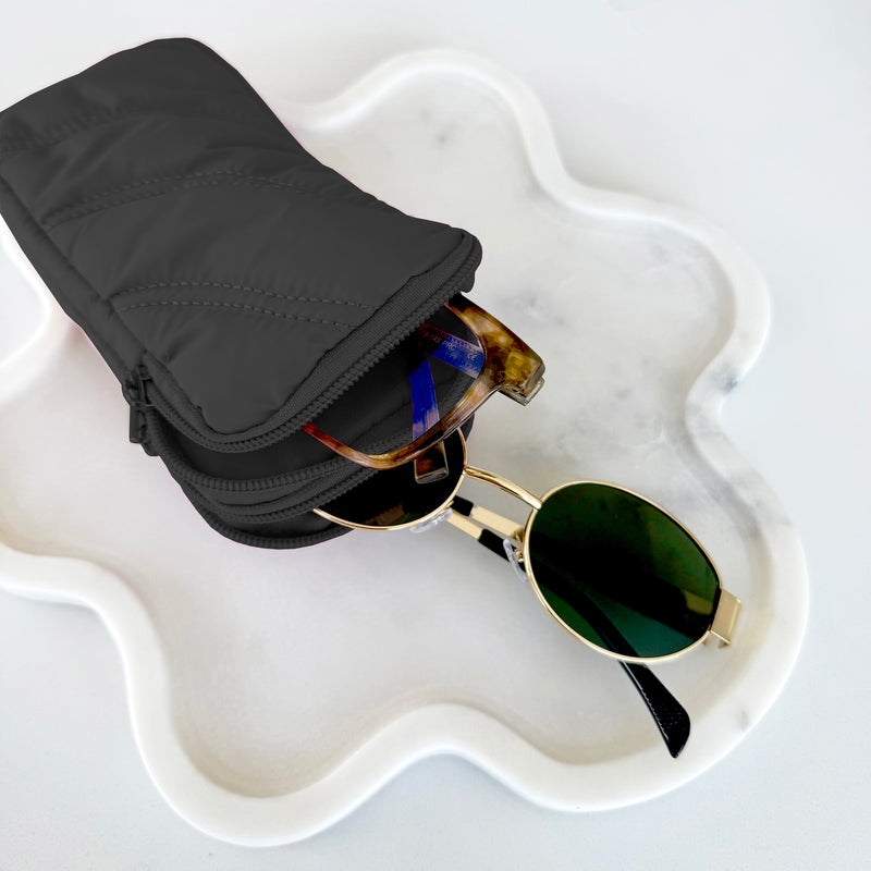 PUFFER DOUBLE EYE GLASS CASE WITH CARABINER