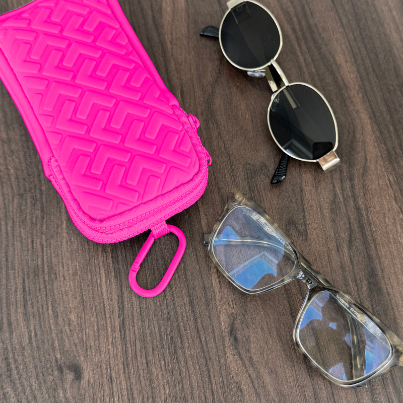 ÉTUI À LUNETTES DOUBLE EN NÉOPRÈNE AVEC MOUSQUETON