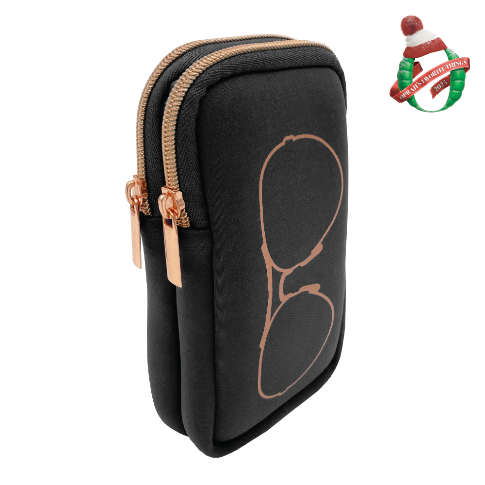 DOUBLE EYEGLASS CASE - BLACK/ROSE GOLD