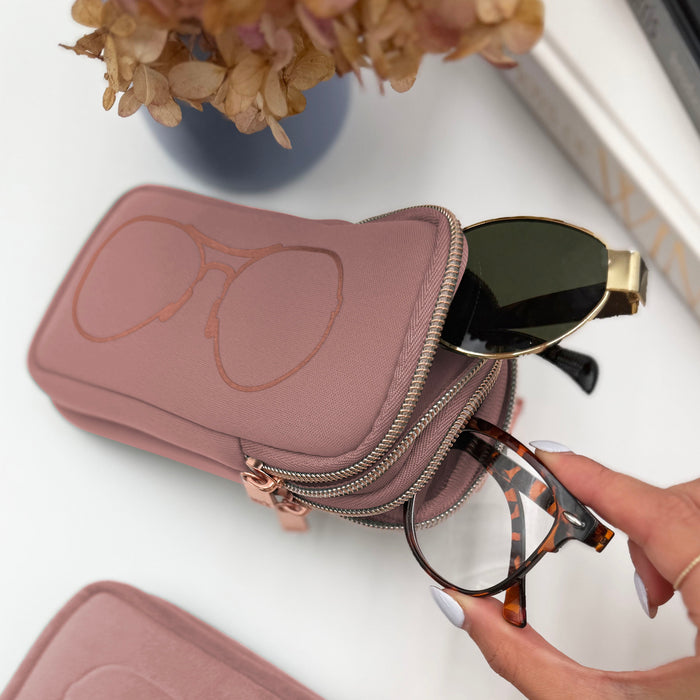 DOUBLE EYEGLASS CASE - BLUSH/ROSE GOLD