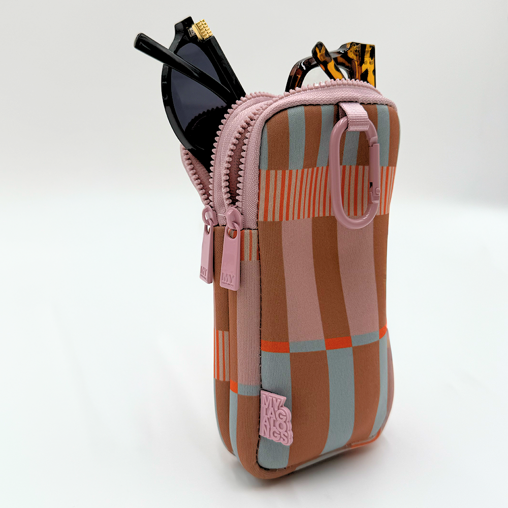 Étui à lunettes double en néoprène avec mousqueton - Multicolore